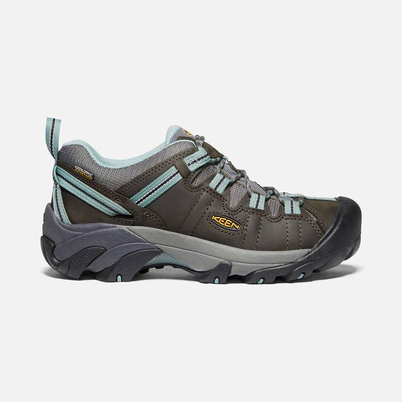 Keen Targhee II Waterproof Wanderschuhe Damen DE-49065 Black Olive/Mineral Blue - Keen Damenschuhe O